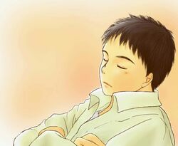  1boy aimigogo black_hair closed_eyes commentary_request crossed_arms kidou_keisatsu_patlabor profile shinohara_asuma short_hair sleeping 