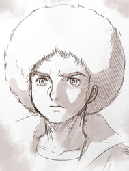  afro bust cosmo_yuki densetsu_kyojin_ideon lowres male male_focus monochrome upper_body 