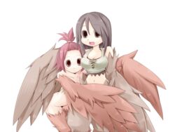  2girls bangs_pinned_back bare_shoulders bird_legs bmp-to-png_conversion breasts brown_eyes brown_feathers brown_tank_top brown_wings cleavage crop_top feathered_wings feathers frfr game_cg hair_between_eyes harpy long_hair looking_at_viewer medium_breasts medium_hair midriff mon-musu_quest! monster_girl multiple_girls navel non-web_source official_art open_mouth pii_(mon-musu_quest!) pina_(mon-musu_quest!) red_eyes red_hair siblings sisters small_breasts tank_top transparent_background winged_arms wings 