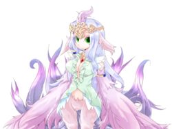  animal_ears armlet bird_ears bird_legs bird_tail bmp-to-png_conversion breasts cleavage crown dress eyeshadow feathered_wings feathers female frfr game_cg green_dress green_eyes harpy large_breasts long_hair looking_at_viewer lucretia_(mon-musu_quest!) makeup mon-musu_quest! monster_girl non-web_source official_art pink_eyeshadow pink_feathers pink_wings purple_feathers purple_hair single_hair_tube smile solo tail tail_raised transparent_background very_long_hair winged_arms wings 