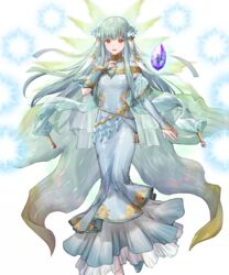  aqua_hair azu-taro blue_dress breasts bridal_gauntlets cape dress female fire_emblem fire_emblem:_the_blazing_blade fire_emblem_heroes floating floating_object full_body gold_trim gradient_clothes hair_ornament hand_up highres long_dress long_hair long_skirt looking_at_viewer medium_breasts mermaid_dress ninian_(fire_emblem) ninian_(ice-dragon_oracle)_(fire_emblem) non-web_source official_art open_mouth red_eyes see-through shoes skirt smile snowflake_print solo stone transparent_background turtleneck 