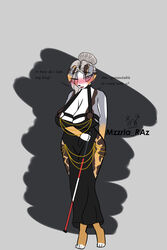  absurd_res anthro ass australian_shepherd big_breasts big_butt black_clothing black_dress blind blush breasts canid canine canis clothed clothing digital_media_(artwork) disability domestic_dog dress english_text female formal_clothing formal_wear fur herding_dog hi_res hollow_hip_backless_chain_dress mammal multicolored_body multicolored_fur mzzrlaraz pastoral_dog riana_(mzzrlaraz) sheepdog shy simple_background solo tail text thick_thighs topwear walking_stick white_background white_body white_cane worried worried_face worried_look 