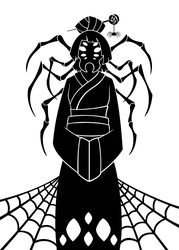  2016 8_eyes 8_legs accessory ambient_arachnid ambient_arthropod ambient_spider anthro anthro_focus arachnid arthropod arthropod_webbing asian_clothing biped black_and_white breasts clothed clothed_anthro clothed_female clothing digital_drawing_(artwork) digital_media_(artwork) east_asian_clothing female female_focus feral flower front_view full-length_portrait hair hair_accessory hairpin hi_res japanese_clothing kimono mandibles monochrome multi_eye pitch_haven plant portrait restricted_palette rose_(flower) scp-2905-1 scp_foundation silhouette simple_background solo solo_focus spider spider_web standing sunnyclockwork white_background 