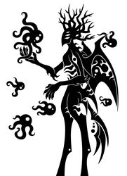  2016 5_claws 5_fingers 6_wings ambiguous_focus ambiguous_gender antlers arm_spikes back_wings black_and_white chest_mouth claws deity digital_drawing_(artwork) digital_media_(artwork) elbow_spikes finger_claws fingers flame_markings full-length_portrait group hi_res hooves horn humanoid humanoid_focus leg_markings markings membrane_(anatomy) membranous_wings monochrome monster multi_eye multi_horn multi_wing neck_spikes portrait restricted_palette scp_foundation side_view silhouette simple_background solo_focus sphere_creature spikes spikes_(anatomy) standing sunnyclockwork tentacle thigh_markings unguligrade vultaas white_background wing_markings winged_humanoid wings yaldabaoth_(scp_foundation) 