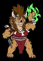  anthro big_breasts boldkobold bone breasts clothed clothing digital_media_(artwork) female fur gnoll hair hyena hyenidae mammal queblock smile solo tail 