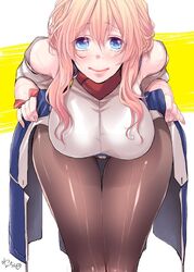  bad_id bad_twitter_id blonde_hair blue_eyes bodysuit breasts female hjm kyoukaisenjou_no_horizon large_breasts long_hair looking_at_viewer mary_stuart pantyhose scar solo 