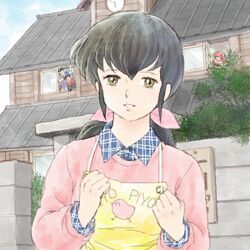  animal_print apron bird_print black_hair building clothes_writing commentary_request day female green_eyes hair_ribbon ichinose_hanae long_sleeves looking_at_viewer lowres maison_ikkoku oekaki otonashi_kyouko outdoors parted_lips pink_sweater piyo_piyo_apron plaid plaid_shirt ponytail pov ribbon roppongi_akemi sakai_yume shirt solo_focus sweater through_window tree upper_body wing_collar yellow_apron yotsuya 