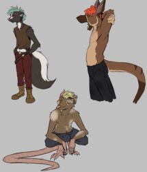  adrian_skunk anthony_(skunkjunkie) anthro belt better_version_at_source bulge closed_eyes clothed clothing crouching digitigrade grey_background hand_in_pocket hi_res looking_away macropod mammal marsupial mephitid multiple_images murid murine navel open_mouth pockets rat rodent simple_background skunk skunkjunkie solo stretching topless vincent_(skunkjunkie) yawn 