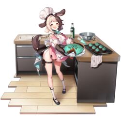  animal_ear_fluff animal_ears ankle_socks apron back_bow bare_shoulders belt black_belt black_footwear blush bow bowl breasts brown_hair buttons chef_hat chocolate_chip chocolate_tart closed_eyes counter cupcake cutting_board dispenser dog_ears dog_girl dog_tail double-breasted dress english_text female food full_body glass_bottle green_neckerchief grey_hair hachiko_of_castling hat heart highres holding holding_plate huge_bow kitchen large_breasts last_origin low_twintails mary_janes mel_(dodosae) melting mint mint_chocolate multicolored_hair neckerchief oerba_yun_fang off-shoulder_dress off_shoulder official_alternate_costume official_art open_mouth oven oven_mitts pastry_bag pigeon-toed pink_dress plate pouch puffy_sleeves rag rolling_pin shoes short_dress short_twintails side_slit sidelocks socks solo spice split-color_hair standing tachi-e tail tareme thick_eyebrows thick_thighs thigh_belt thigh_pouch thigh_strap thighs third-party_source tongue transparent_background tray twintails two-tone_hair valentine whisk white_apron white_bow white_hat white_socks wooden_floor 