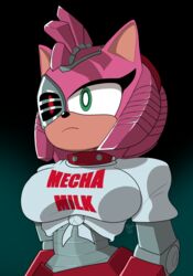  anthro atomictiki bored breasts clothing cybernetic_limb cybernetics cyborg eulipotyphlan exposure_variation female half-length_portrait hedgehog hi_res machine mammal mega_milk meme netflix portrait rusty_rose sega shirt solo sonic_prime sonic_the_hedgehog_(series) tied_shirt topwear 