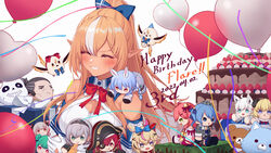  absurdres balloon bare_shoulders bird blonde_hair blue_bow blue_hair blush bow bowtie breasts character_doll closed_eyes copyright_request dark-skinned_female dark_skin dated dress elfriend_(shiranui_flare) female gloves grin hairbow happy_birthday heart_balloon highres hololive hoshimachi_suisei houshou_marine hugging_doll hugging_object large_breasts long_hair multicolored_hair omaru_polka omaru_polka_(1st_costume) pink_hair ponytail red_bow red_bowtie ribbon sakura_miko sans_(undertale) sekiro sekiro:_shadows_die_twice shirakami_fubuki shiranui_flare shiranui_flare_(1st_costume) shirogane_noel sidelocks smile streaked_hair tang-du tsunomaki_watame undertale uruha_rushia usada_pekora very_long_hair virtual_youtuber white_dress white_gloves white_hair 