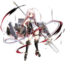  ahoge armored_boots azur_lane bare_arms bare_shoulders boots bow bowtie breasts dress female french_flag full_body gloves hair_ornament hand_on_own_hip highres holding knee_boots long_hair looking_at_viewer machinery miniskirt multicolored_hair official_art partially_fingerless_gloves pink_hair platform_footwear pleated_dress polearm red_eyes scepter skindentation skirt sleeveless sleeveless_dress small_breasts smile solo spear straight_hair streaked_hair thigh_strap thighs torpedo_tubes transparent_background turret vauquelin_(azur_lane) very_long_hair vilor weapon 