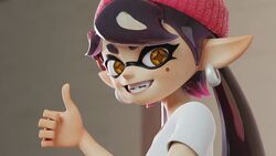  16:9 3d_(artwork) animal_humanoid beanie callie_(splatoon) cephalopod cephalopod_humanoid clothing digital_media_(artwork) ear_piercing ear_ring facial_markings female gesture hand_gesture hat head_markings headgear headwear hi_res humanoid humanoid_pointy_ears inkling looking_at_viewer marine marine_humanoid markings mask_(marking) mole_(marking) mollusk mollusk_humanoid nintendo piercing pseudo_hair reaction_image redmoa ring_piercing smile solo splatoon teeth tentacle tentacle_hair thumbs_up widescreen 