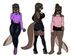  2020 ankle_strap_heels anthro big_breasts black_lips black_nose blackshirtboy boots bottomwear breasts brown_body brown_hair clothing eyewear female footwear furgonomics glasses hair hi_res high_heeled_boots high_heeled_sandals high_heels lips looking_at_viewer mammal mustelid otter otter_(blackshirtboy) sandals simple_background skirt smile solo standing sweater tail tail_through_skirt thick_fingers topwear wedge_(footwear) white_background 