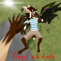  1:1 aimsey alternate_species ambiguous_species anthro blue_clothing blue_topwear blur_(disambiguation) bottomwear brown_body brown_bottomwear brown_clothing brown_fur brown_hair ck63 clothed clothing dream_smp duo falling falling_down feathers female first_person_view foreshortening fully_clothed fully_clothed_anthro fully_clothed_female fur glitch grey_eyes hair hand_out handwritten_text headgear headwear hi_res hybrid lagomorph leporid long_ears mammal open_mouth pattern_clothing pattern_topwear rabbit reaching reaching_out shirt solo_focus spread_wings striped_clothing striped_topwear stripes t-shirt tan_body tan_fur text topwear white_body white_clothing white_fur white_shirt white_topwear wings worried 