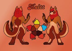  anthro brown_body brown_fur deelohial felid feline flat_colors fur hair hybrid kaltt kaltt_deelohial lion lynx lynxon male mammal model_sheet multicolored_body multicolored_fur pantherine red_hair solo 