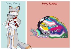  absurd_res acab ambiguous_gender animal_plushie anthro armband asexual_pride_colors bisexual_pride_colors canid canine character_plushie digital_media_(artwork) drama english_text eyewear featureless_crotch fox foxler_nightfire genderqueer_pride_colors glasses group hi_res holding_object holding_plushie hug humor intersex_pride_colors lgbt_pride male mammal nazi nazi_armband nazifur necktie nonbinary_pride_colors nude pansexual_pride_colors pawprint_print plushie politics pride_colors print_accessory pronouns rainbow_pride_colors rainbow_symbol six-stripe_rainbow_pride_colors smile struggling text transgender_pride_colors two_panel_image unknown_artist what whiskers 