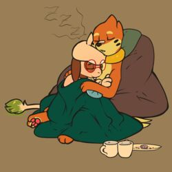  1:1 bedding blanket buizel cuddling duo female feral generation_2_pokemon generation_4_pokemon hi_res kai_(mr.smile) male male/female mimi_(mr.smile) mr.smile nintendo pokemon pokemon_(species) sleeping sleeping_together smeargle 