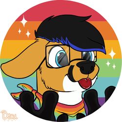  accessory anthro bandana blep blue_eyes boldbeaux canid canine clothing eyewear fox glasses hi_res kerchief lgbt_pride male mammal multicolored_accessory multicolored_bandanna multicolored_kerchief multicolored_neckerchief multicolored_neckwear neckerchief neckwear pride_color_accessory pride_color_background pride_color_bandanna pride_color_clothing pride_color_kerchief pride_color_neckerchief pride_color_neckwear pride_colors rainbow_background rainbow_pride_clothing rainbow_pride_colors rainbow_symbol simple_background six-stripe_rainbow_pride_colors solo tongue tongue_out trebthefox_(character) 