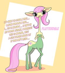  big_eyes centaurworld cocaine_(artist) conditional_dnp crossover cutie_mark dialogue drugs eyelashes female fluttershy_(mlp) friendship_is_magic glendale_(centaurworld) green_outfit hair hasbro hi_res hooves long_ears long_neck my_little_pony netflix pink_hair pink_tail raised_hoof raised_leg shadow shy simple_background solo tail talking_to_viewer taur text yellow_body 