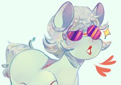  equid equine eyewear female feral fur glasses grey_body grey_fur grey_hair hair heart_symbol horse junkochi lips lipstick makeup mammal pony purple_eyewear purple_glasses short_hair short_tail simple_background solo tail 