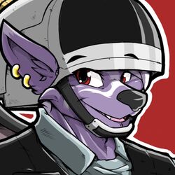  anthro buwaro_elexion clothing demon deser7cat ear_piercing fur grinning_at_viewer happy headgear hi_res horn looking_at_viewer male military_clothing military_helmet military_uniform piercing red_background simple_background slightly_damned solo star_wars uniform 