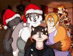  2014 anthro armerus_cainen big_breasts blonde_hair blue_eyes breasts brown_body brown_fur brown_hair canid canine canis christmas christmas_clothing christmas_headwear christmas_tree clothing digital_media_(artwork) female fox fur grey_body grey_fur group hair hat headgear headwear holidays huge_breasts male mammal michelle_(xxsparcoxx) multicolored_body multicolored_fur obese obese_anthro obese_female open_mouth overweight overweight_anthro overweight_female plant santa_hat shirt sophia_(xxsparcoxx) topwear tree two_tone_body two_tone_fur white_body white_fur wildert_(xxsparcoxx) wolf xxsparcoxx 