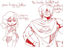  anthro bovid caprine cdepraxis clothed clothing darkner deltarune dialogue digital_media_(artwork) duo elemental_creature elemental_humanoid elnina_(deltarune) english_text female hair humanoid kris_(deltarune) male mammal meme_face meme_pose monochrome not_furry sheep simple_background text undertale_(series) 