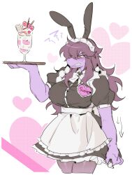  2025 absurd_res angry anthro big_breasts black_clothing black_dress blush blush_lines breasts clothed clothing deltarune digital_media_(artwork) dragon dress fake_ears fake_rabbit_ears female four_weeks freckles hair heart_symbol hi_res maid_uniform mythological_creature mythological_scalie mythology portrait purple_body purple_hair purple_skin reptile scalie sharp_teeth simple_background solo sundae susie_(deltarune) teeth undertale_(series) uniform yellow_eyes 