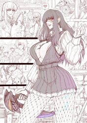  breasts chainsaw_man cleavage eyelashes gloves highres jun_wu_mo large_breasts long_hair open_mouth thick_thighs thighs weapon 