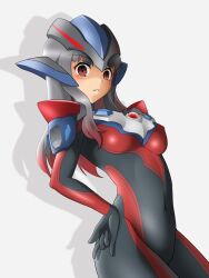 \m/ aiueo8371 animification armor armored_bodysuit black_bodysuit black_hair blush bodysuit breasts color_timer commentary contrapposto cosplay covered_navel cowboy_shot cut_bangs dark_persona drop_shadow female gradient_hair hand_on_own_hip headgear highres humanization legs_together long_hair looking_at_viewer medium_breasts minato_asahi multicolored_bodysuit multicolored_hair parted_lips red_bodysuit red_eyes red_hair self_cosplay shoulder_armor shoulder_pads simple_background skin_tight solo standing tan teeth tokusatsu two-tone_bodysuit two-tone_hair ultra_galaxy_(series) ultra_galaxy_fight:_the_destined_crossroad ultra_series ultrawoman_grigio_darkness ultrawoman_grigio_darkness_(cosplay) white_background 