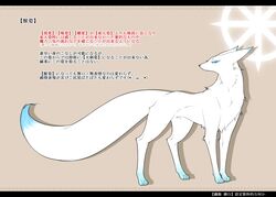  animal blue_eyes brown_background commentary_request fox full_body konshin letterboxed no_humans orie_mishiro pixiv_fantasia pixiv_fantasia_fallen_kings reference_sheet simple_background smiley_face standing translation_request 