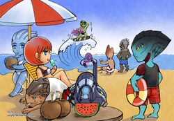  alien alien_humanoid asari beach beach_umbrella bikini bioware chibi clothed clothing coconut dessert detailed_background drell drupe_(fruit) electronic_arts female_shepard food fruit furniture garrus_vakarian geth group grunt_(mass_effect) hanar human humanoid javik krogan legion_(mass_effect) liara_t&#039;soni life_preserver machine mammal mass_effect melon mordin_solus n7 outside parasol plant popsicle prothean quarian relaxing robot salarian sand seashell seaside shell shirt sky straw_(disambiguation) surfer surfing swimwear synthetic table tali&#039;zorah tank_top thane_krios tongue tongue_out topwear towel turian umbrella uuyly water watermelon watermelon_slice wave 