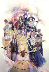  5girls 6+boys amatari_sukuzakki armor black_hair blonde_hair blue_eyes blue_hair brown_eyes brown_hair cape chrom_(fire_emblem) commentary_request copyright_name cynthia_(fire_emblem) falchion_(fire_emblem) fire_emblem fire_emblem_awakening frederick_(fire_emblem) gerome_(fire_emblem) green_eyes highres hood hooded_jacket inigo_(fire_emblem) jacket libra_(fire_emblem) lissa_(fire_emblem) looking_back lucina_(fire_emblem) morgan_(female)_(fire_emblem) morgan_(fire_emblem) multiple_boys multiple_girls owain_(fire_emblem) robin_(fire_emblem) robin_(male)_(fire_emblem) smile sumia_(fire_emblem) sword twintails weapon 