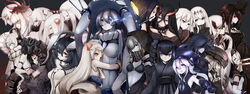  6+girls abyssal_ship aircraft_carrier_oni aircraft_carrier_water_oni airfield_princess ancient_destroyer_oni arm_guards armor bare_shoulders battleship_princess battleship_water_oni bikini bikini_top_only black_bikini black_dress black_hair black_hat black_scarf blue_eyes bodysuit bonnet braid breasts cannon chains character_request cleavage cloak closed_eyes collar colored_skin commentary_request destroyer_princess destroyer_water_oni dress electricity expressionless glowing glowing_eye grin hachachi hair_scarf hat height_difference heterochromia highres hood hooded_cloak horns hug isolated_island_princess japanese_clothes kantai_collection kimono large_breasts long_hair looking_at_viewer looking_back lycoris_princess machinery medium_breasts midway_princess multiple_girls northern_ocean_princess o-ring o-ring_top pale_skin panties parted_lips pink_eyes profile re-class_battleship red_eyes sash scarf seaport_princess short_hair sideboob single_braid smile spikes strapless strapless_dress supply_depot_princess swimsuit teeth turret underwear upper_body very_long_hair white_dress white_hair white_skin wide_sleeves wo-class_aircraft_carrier yellow_eyes 