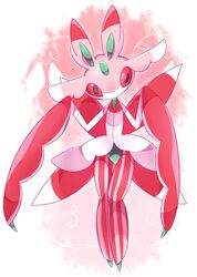  bad_id bad_pixiv_id full_body furry lurantis one_eye_closed orchid_mantis pokemon pokemon_(creature) praying_mantis red_eyes shikkoku_neko solo white_background 