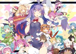  &gt;_&lt; 6+girls :d :o ahoge animal_ears animal_hood aqua_hair aruraune_(rabi-ribi) ashuri_(rabi-ribi) bangle black_bow black_dress black_hair blonde_hair blue_bow blue_dress blue_eyes blue_hair blunt_bangs bone bow bracelet braid broom broom_riding brown_hair checkered_background chibi chocolate_(rabi_ribi) cicini_(rabi-ribi) closed_eyes cocoa_(rabi_ribi) colored_skin commentary_request confetti dark-skinned_female dark_skin dress drill_hair erina_(rabi-ribi) everyone fairy_wings flower food goggles goggles_on_head green_eyes green_hair green_skin grey_eyes hair_flower hair_ornament hair_ribbon hairbow hands_on_own_hips hat head_wings hood irisu_(rabi_ribi) jewelry karei keke_bunny kotri_(rabi-ribi) light_brown_hair lilith_(rabi-ribi) long_hair meat meaty_bone midriff miriam_(rabi_ribi) miru_(rabi_ribi) multiple_girls navel nieve_(rabi_ribi) nixie_(rabi_ribi) noah_(rabi_ribi) one_eye_closed open_mouth pandora_(rabi-ribi) pink_eyes pink_hair playboy_bunny purple_eyes purple_hair rabbit_ears rabi-ribi red_eyes ribbon ribbon_(rabi-ribi) rita_(rabi-ribi) rumi_(rabi_ribi) santa_hat saya_(rabi_ribi) seana_(rabi_ribi) short_hair sideways_glance smile star_(symbol) stuffed_animal stuffed_toy surrounded syaro_(rabi-ribi) vanilla_(rabi_ribi) white_hair wings wrist_cuffs 