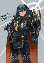  absurdres armor bad_id bad_twitter_id blue_armor blue_eyes blue_hair cape female fire_emblem fire_emblem_awakening fire_emblem_heroes flat_chest gloves highres kohiu long_hair looking_at_viewer lucina_(brave_princess)_(fire_emblem) lucina_(fire_emblem) shield smile solo tiara white_background 