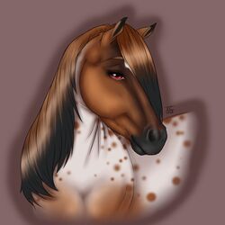  1:1 2018 bedroom_eyes blaze_(marking) brown_eyes digital_media_(artwork) equid equine exposed eyelashes facial_markings female feral half-closed_eyes head_markings hi_res horse looking_at_viewer mammal mane markings narrowed_eyes seductive simple_background smile solo tabascocat 