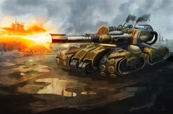  apocalypse_tank_(red_alert_3) bad_id bad_pixiv_id caterpillar_tracks cloud command_&amp;_conquer command_&amp;_conquer:_red_alert_3 commentary_request day hammer_and_sickle highres huojian_fasheche military military_vehicle motor_vehicle no_humans photoshop_(medium) ruins sky smoke tank vehicle_focus 