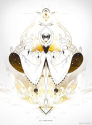  2019 5_fingers arms_bent artist_name bangs black_clothing black_hair black_shirt black_topwear blush blush_lines bottomwear closed_eyes clothed clothed_female clothed_humanoid clothing colored colored_nails digital_drawing_(artwork) digital_media_(artwork) elf english_description english_text eyelashes female female_humanoid fingernails fingers front_view full-length_portrait fully_clothed fully_clothed_female fully_clothed_humanoid gael_chauvet green_fingernails green_nails hair hi_res humanoid magic magic_user mouth_closed nails not_furry orb portrait pose raised_arms shaded shirt short_hair simple_background skirt solo text topwear white_background white_bottomwear white_clothing white_skirt 