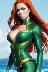  1girls ai_generated aquaman_(series) celebrity dc_comics female female_only human human_only light-skinned_female light_skin mera red_hair superheroine 