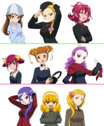  6+girls aida_mana aono_miki blonde_hair braid brown_hair caesar_(girls_und_panzer) caesar_(girls_und_panzer)_(cosplay) commentary_request cosplay darjeeling_(girls_und_panzer) darjeeling_(girls_und_panzer)_(cosplay) dokidoki!_precure fresh_precure! fuchigami_mai fukuen_misato futari_wa_precure futari_wa_precure_max_heart girls_und_panzer hat headphones highres hoshizora_miyuki ise_mariya itsumi_erika itsumi_erika_(cosplay) j9mz23 kadotani_anzu kadotani_anzu_(cosplay) kanemoto_hisako kasugano_urara_(yes!_precure_5) katyusha_(girls_und_panzer) katyusha_(girls_und_panzer)_(cosplay) keizoku_military_uniform kitamura_eri kujou_hikari kuromorimine_military_uniform mika_(girls_und_panzer) mika_(girls_und_panzer)_(cosplay) mimino_kurumi multiple_girls nabatame_hitomi naomi_(girls_und_panzer) naomi_(girls_und_panzer)_(cosplay) nishizumi_maho nishizumi_maho_(cosplay) nishizumi_miho nishizumi_miho_(cosplay) noto_mamiko ooarai_military_uniform pink_hair pravda_military_uniform precure precure_all_stars sakagami_ayumi saunders_military_uniform scarf sendai_eri smile_precure st._gloriana&#039;s_military_uniform tanaka_rie twintails voice_actor_connection yayoi_kise yes!_precure_5 yotsuba_alice 