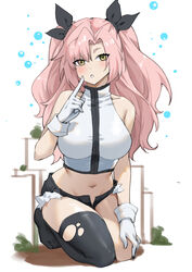  :o alternate_costume bare_arms bare_shoulders black_ribbon black_thighhighs breasts crop_top female gloves grey_eyes hair_ribbon hand_up highres index_finger_raised large_breasts linreplica long_hair looking_at_viewer micro_shorts midriff navel nicole_demara open_fly parted_lips pink_hair ribbon seiza shirt shorts single_thighhigh sitting sleeveless sleeveless_shirt solo stomach thighhighs thighs two_side_up very_long_hair white_gloves white_shirt zenless_zone_zero 