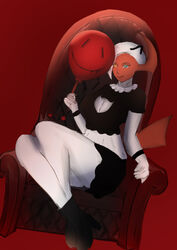  abby_(ballad) absol absurd_res anthro balloon black_bottomwear black_clothing black_skirt black_topwear boots bottomwear bracelet breasts chair cleavage cleavage_cutout clothed clothing cutout female footwear frilly frilly_clothing front_view furgonomics furniture generation_3_pokemon green_eyes groundbreaking hair hand_on_chair heterochromia hi_res high_heeled_boots high_heels holding_balloon humanoid humanoid_face inflatable jewelry keyhole_clothing keyhole_topwear lips maid_uniform male_(lore) nintendo on_chair pokemon pokemon_(species) pokemon_humanoid pokemorph pose red_background red_chair shiny_pokemon simple_background sitting sitting_on_chair skirt solo tail tail_through_skirt topwear uniform white_body xuxin yellow_eyes yokozuwari 