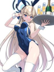  alcohol animal_ears ass_visible_through_thighs azure-maya blonde_hair blue_archive blue_eyes blue_halo blue_leotard breasts champagne closed_mouth commentary cup drinking_glass fake_animal_ears female halo headset highleg highleg_leotard highres leotard long_hair looking_at_viewer medium_breasts microphone official_alternate_costume playboy_bunny rabbit_ears rabbit_tail solo strapless strapless_leotard tail thighhighs thighs toki_(blue_archive) toki_(bunny)_(blue_archive) tray v_over_eye very_long_hair white_thighhighs wrist_cuffs 