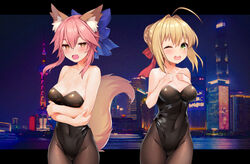  animal_ears fate/grand_order saber_extra tail tamamo_no_mae yoshinobori 