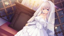  blue_eyes game_cg mikagami_mamizu wedding_attire whirlpool white_hair 