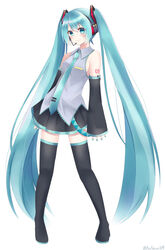  absurdres black_footwear black_skirt black_sleeves blue_eyes blue_hair blue_nails blue_necktie blush boots breasts closed_mouth collared_shirt commentary derivative_work detached_sleeves female floating_hair full_body grey_shirt hair_between_eyes hatsune_miku headphones headset highres long_hair long_sleeves microphone miniskirt nail_polish necktie noneon319 pleated_skirt shirt skirt sleeveless sleeveless_shirt sleeves_past_wrists small_breasts smile solo standing thigh_boots thighhighs twintails very_long_hair vocaloid vocaloid_boxart_pose wing_collar zettai_ryouiki 