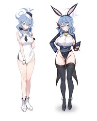  absurdres adapted_costume ako_(blue_archive) animal_ears ash_(cat7evy) bell black_bow black_bowtie blue_archive blue_hairband bow bowtie breasts commentary detached_collar fake_animal_ears female gloves hairband half_gloves halo highleg highleg_leotard highres large_breasts leotard looking_at_viewer neck_bell playboy_bunny rabbit_ears short_hair sideboob sideless_dress sideless_outfit sideless_shirt strapless strapless_leotard thighhighs utnapishtim_operator_uniform_(blue_archive) 